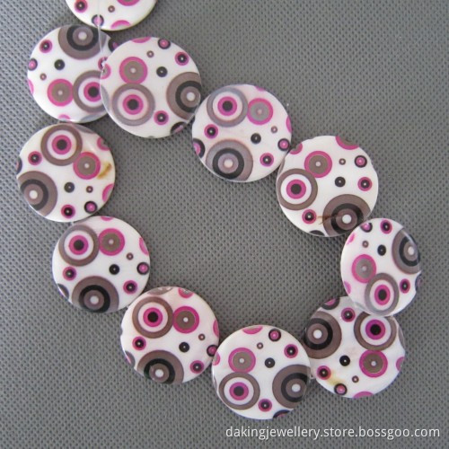 Geometric Patterns Disc Shell Beads, Big Coin Shell (SHB2004)